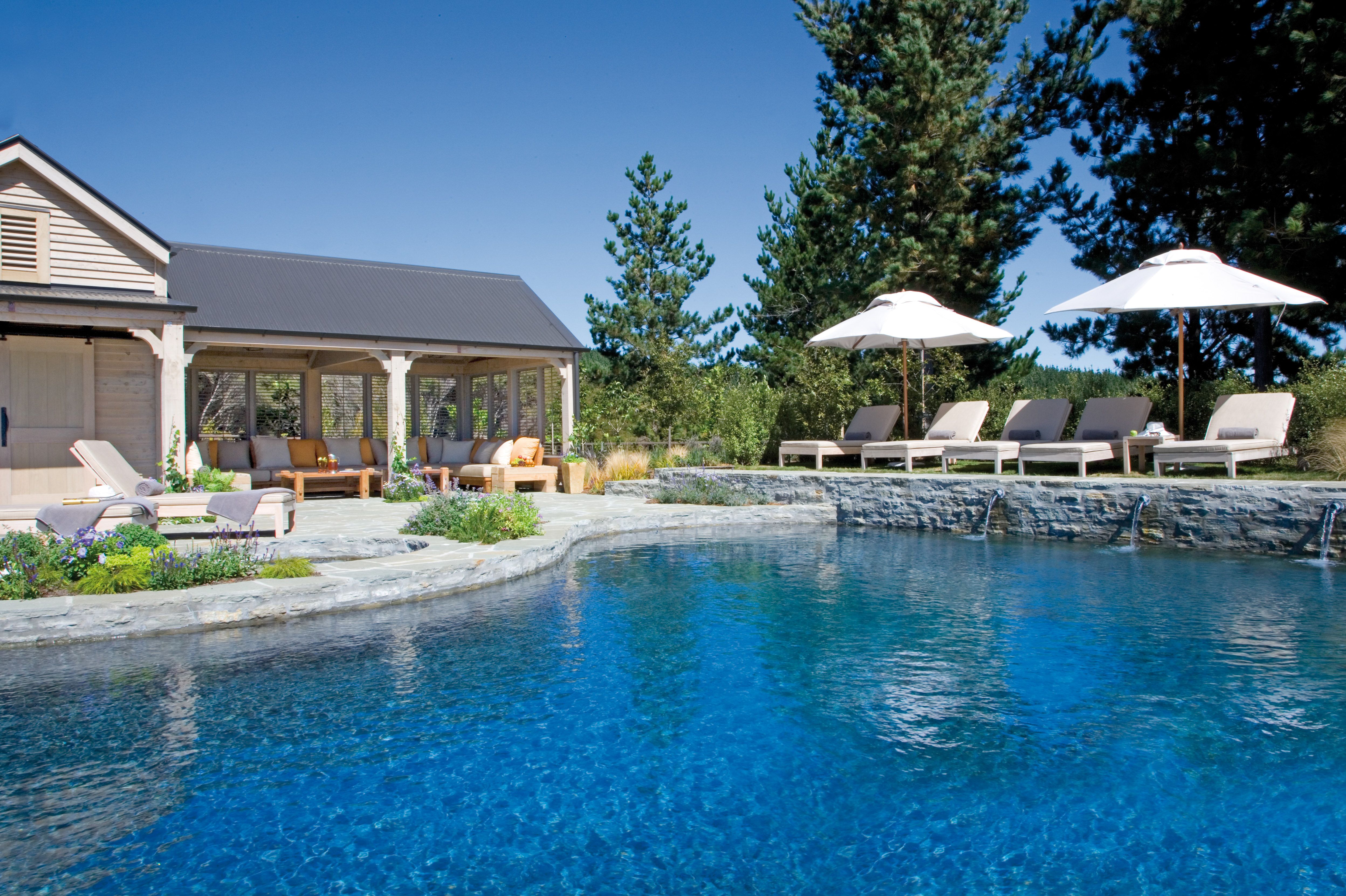 Pool and Cabana at Cape Kidnappers, New Zealand ©Farm at Cape Kidnappers